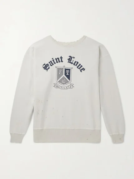 Saint Michael Logo-Print Cotton Sweatshirt