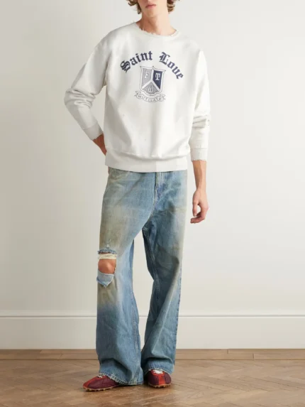 Saint Michael Logo-Print Cotton Sweatshirt