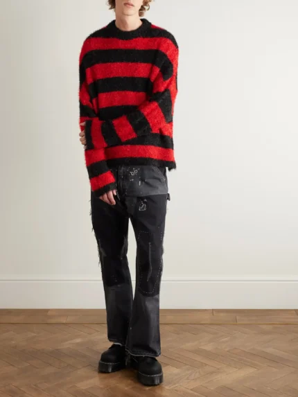 Saint Michael Glittered Striped Knitted Sweatshirt